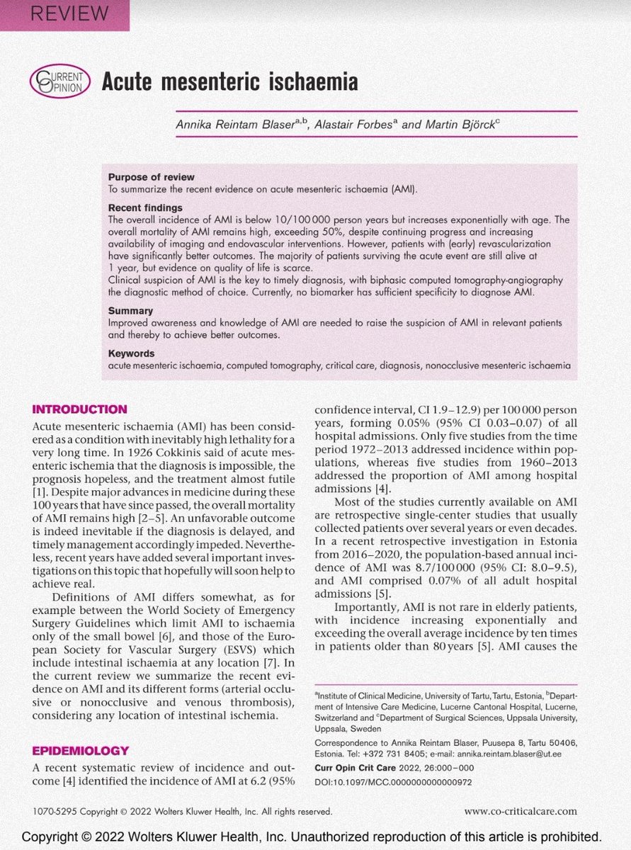 Grincircar's tweet photo. Our recommendation for the beginning of the week.Have you had surgical experience with acute mesenteric ischemia?
#SoMe4Surgery #Globalsurgery #Grincircar https://t.co/Wi5nDFEyXE