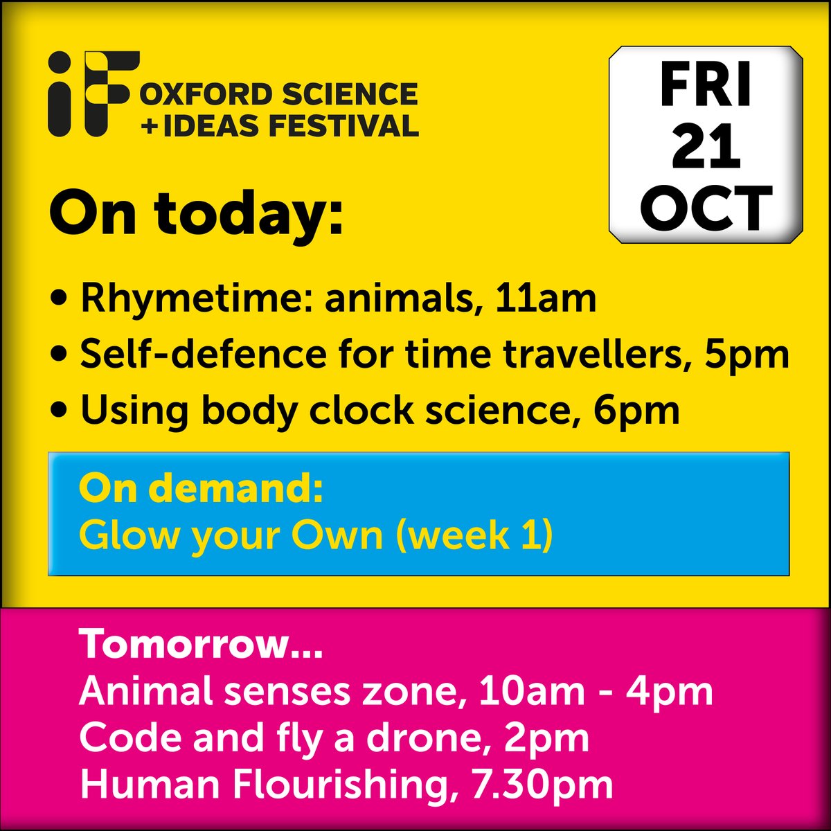 On today and tomorrow #IFOx2022 if-oxford.com @OxfordPlayhouse @MCapozzola @NDCNOxford @Oxonlibraries @OxfordBiology @JesusOxford @TheDroneRules @OxfordMaterials @SMVOxford @DrBethMortimer