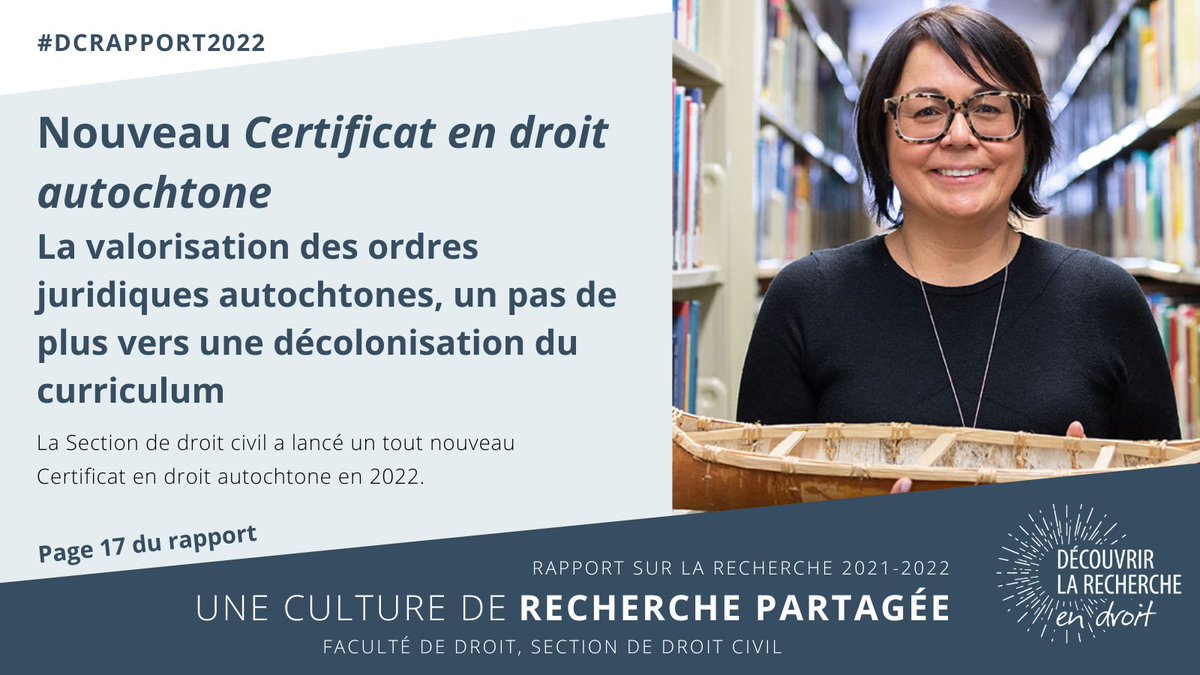 DrCiviluOttawa's tweet image. #DCRapport2022

Afin de contribuer à la revitalisation des ordres juridiques autochtones, @DrCiviluOttawa a lancé un tout nouveau Certificat en droit autochtone, le premier programme de droit autochtone en français au Canada.

bit.ly/3QRzS8k