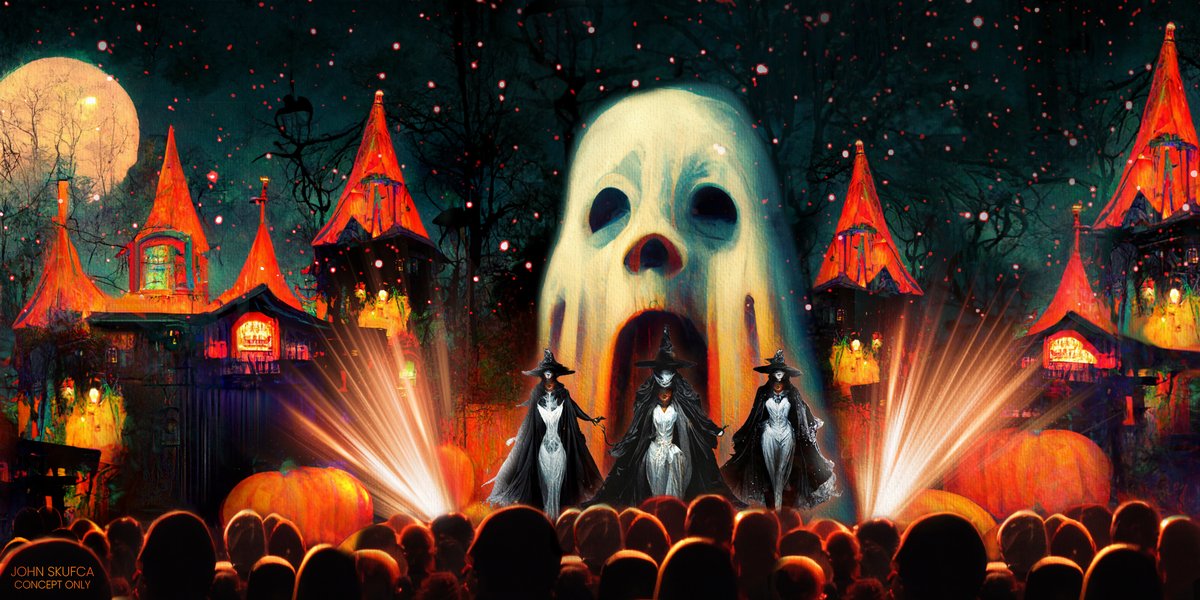 I developed a live entertainment concept using an AI and Photoshop combo. What do you think? Let's connect &amp; create together! 
#liveentertainment #ai #midjourney #themepark #hireme #themedentertainment #conceptdevelopment #LBE #show #showdesign #storytelling  #haunt #spookyseason