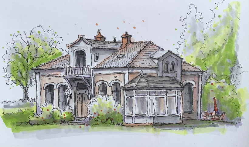 Beautiful expressive architecture sketches by Jan den Haan from <a href="/housesketcher/">housesketcher</a>'s course. Discover more about the creative process :  domestika.co/JanDenHannPort…