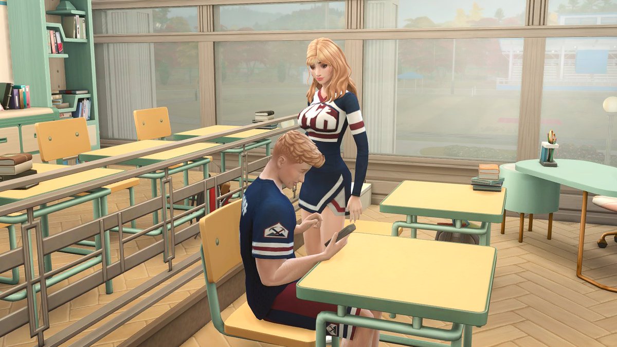 glitteryblush's tweet photo. "Who are you texting?" Having jealous trait, she can't help but think the worst. 

#ts4highschoolyears #TheSims4 #TheSims4HighSchoolYears #ts4 https://t.co/1AqyMPObjZ