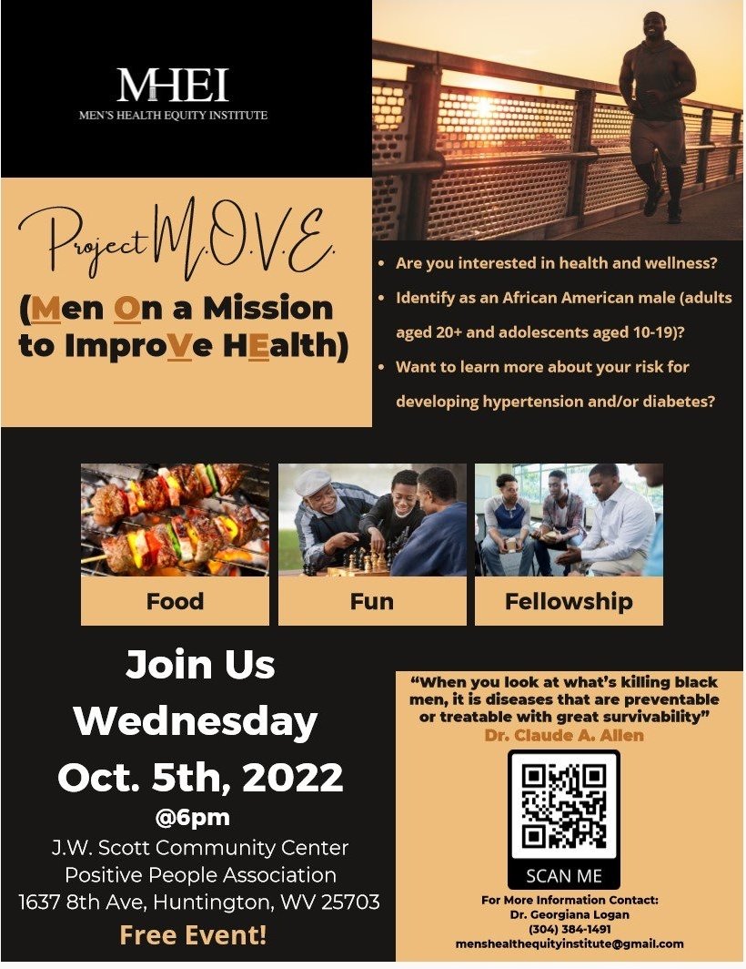 Spread the word! Super excited to see this program come to fruition. We hope to see you at our Kick-off event on Oct. 5th! There will be food, games, health vendors, and raffle prizes.  #MensHealthMatters #menshealthawareness
 #menshealthequity #menshealth