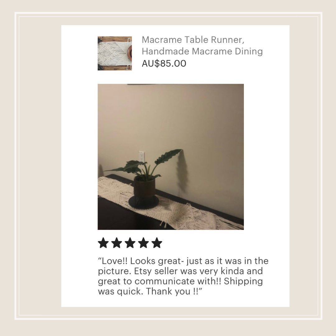 HThefootprint's tweet photo. Happy Monday all of you lovely people! 🤍🤍
Here’s a quick post on why our customers fall in love with our handmade boho table runner.

Don’t forget to check her out in my Etsy store to learn more 😍🤗😊
https://t.co/mJcOsqu8KP

#thefootprint #diningroomdecor #gift #Giftideas https://t.co/PzKHwxlhOn
