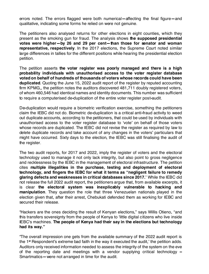 AngazaNakuru's tweet photo. The petition highlights election fraud &amp; systemic violations of electoral technology rules as violations of the Kenyan Constitution, &amp; challenges the legitimacy of the results declaration forms uploaded on the IEBC's public portal @MUHURIkenya @JFJustice @AfriCOG @katibainstitute https://t.co/UXbXOYYfC6