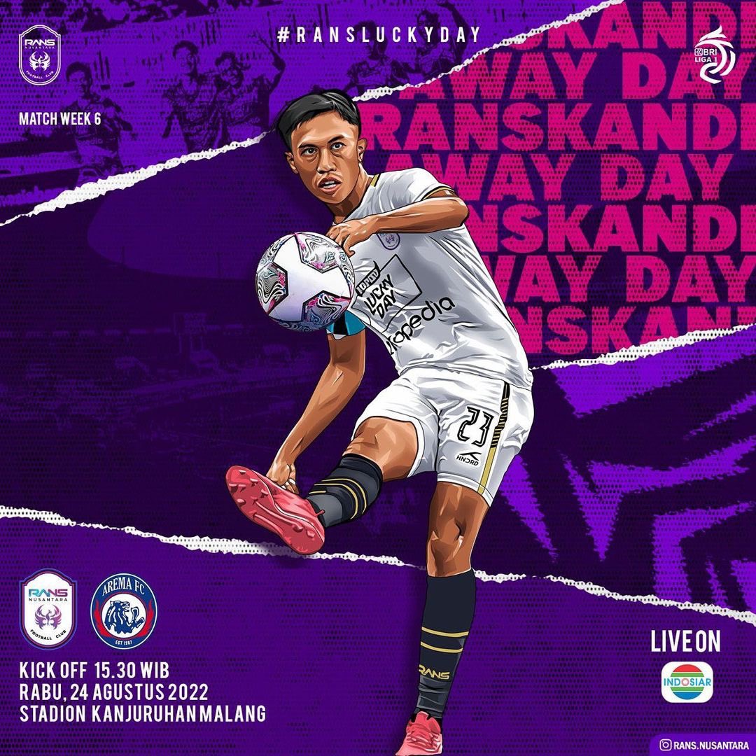 OfficialRansFC's tweet photo. Pertandingan selanjutnya 
AREMA FC akan menjamu RANS NUSANTARA FC

Sekali lagi ini tidak mudah Boys Fokus dan berikan tenagamu hingga 100 menit dilapangan!!!!

RANSKANDIA
#RANSLUCKYDAY https://t.co/HeFndlNIkp