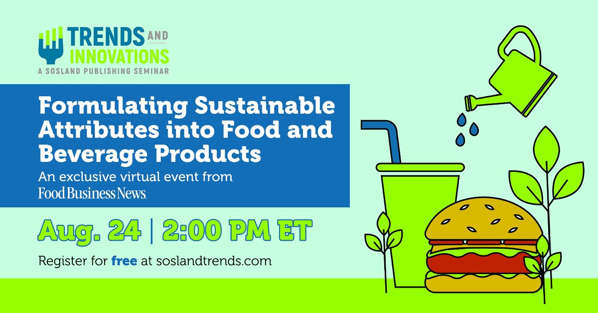 The latest Trends &amp; Innovations seminar from <a href="/FoodBizNews/">Food Business News</a> will examine consumer perceptions of sustainability and outline eco-friendly ingredients options available to product developers. Learn more and reserve your (virtual) seat here: ow.ly/7oyt50KheF4 #FBNTI