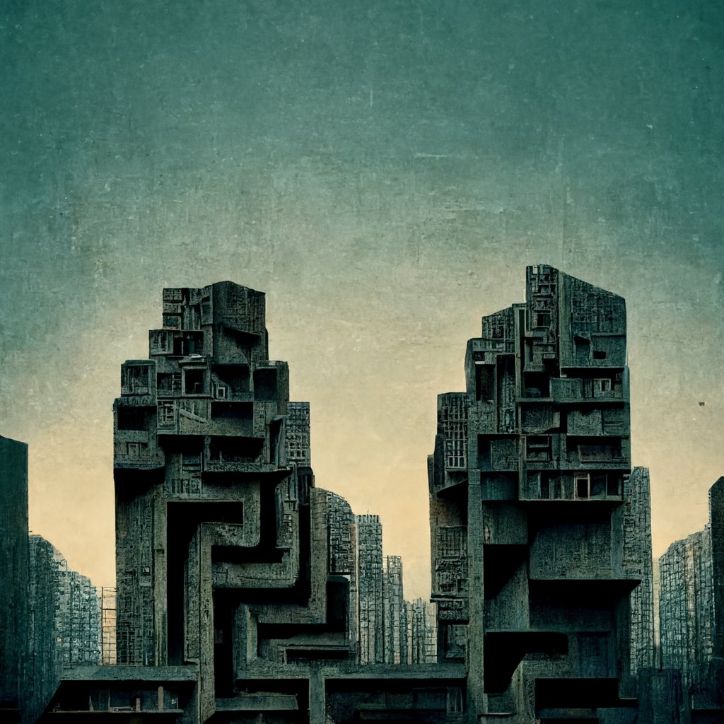"A brutalist maze surrounded by skyscrapers" (V1) @Midjourney

#midjourney #AIart #MidjourneyAI #GAN #generativeadversarialnetwork #NeuralNetworks #AI #brutalism #maze #illustration #dalle2 #MachineLearning #ML #art #GANshare