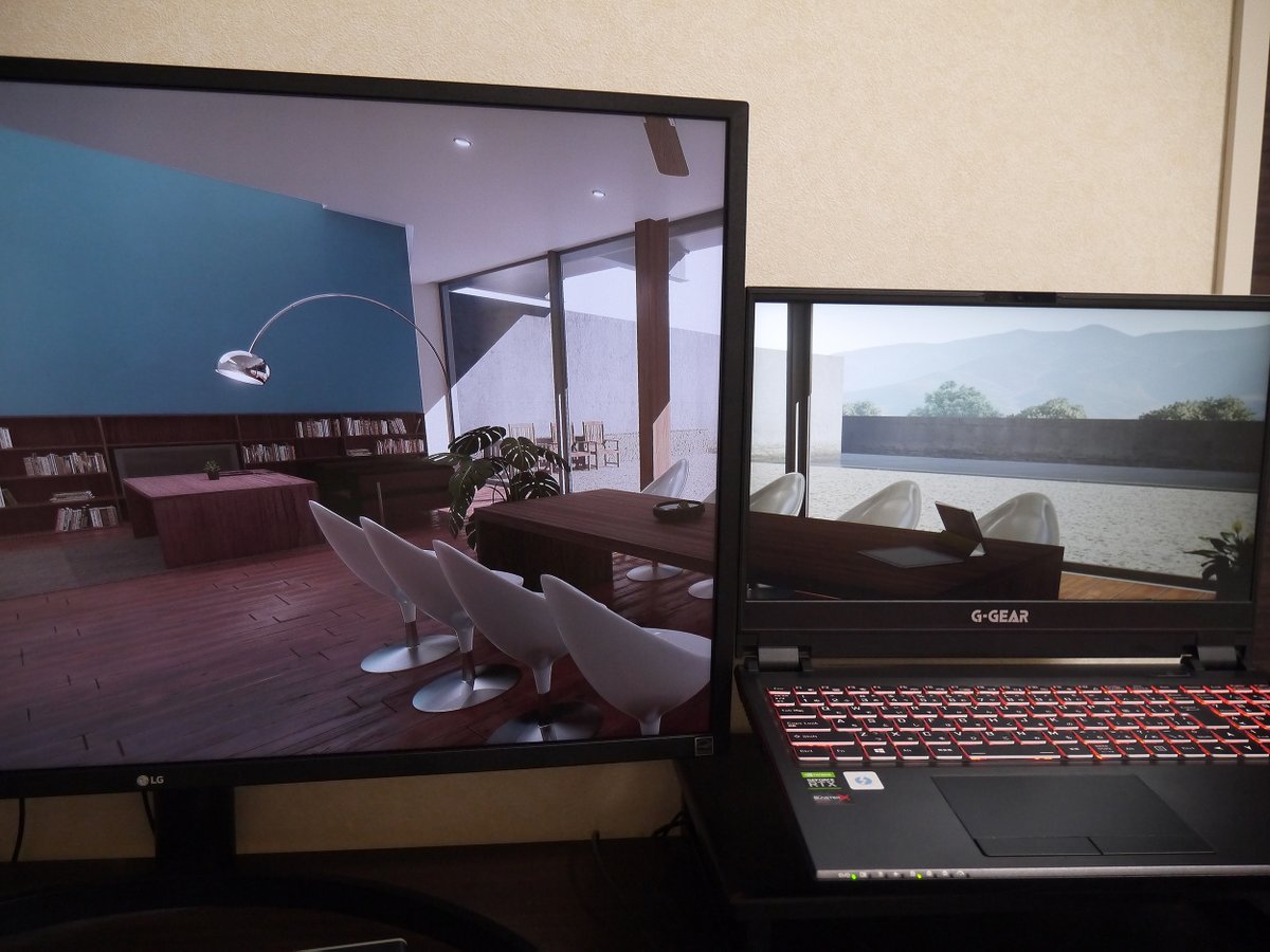 s_take_'s tweet photo. とりあえずシンプルな形で建築シーンを複数ディスプレイ表示してみた。
#UE5 #nDisplay https://t.co/ChTK3V7yAU