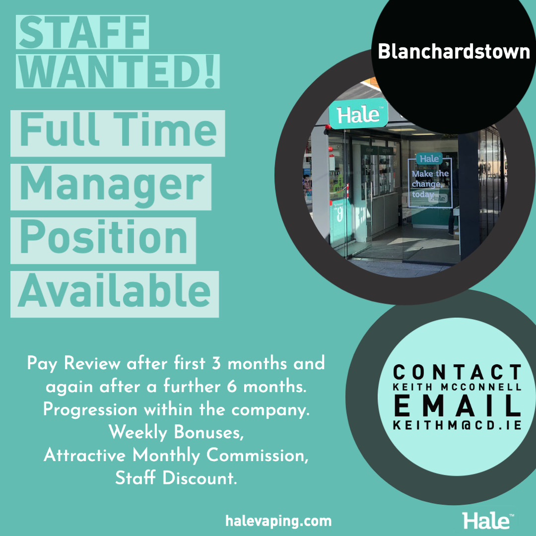 We want you to join our team in Blanchardstown, we're looking for a full time manager! #jobfairy