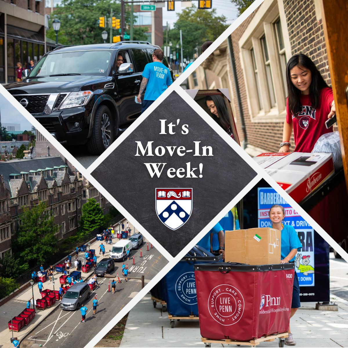 Penn's tweet photo. It's move-in week Quakers! We are excited to welcome everyone back to campus throughout the week!
#LivePenn #Penn2026 #UPennMovein2022 https://t.co/YntXCPCAaB