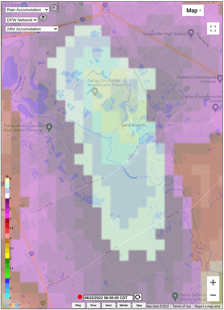 casaradar's tweet photo. SE Dallas/Seagoville- "you're gonna need a bigger precip scale" https://t.co/o5d4tM3tS6