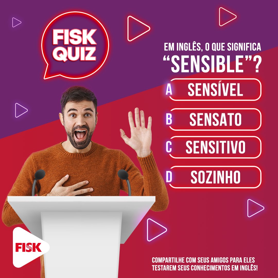 fiskoficial's tweet photo. Vamos colocar o seu inglês à prova! Você consegue identificar a resposta correta para essa pergunta? 🤔

Conte pra gente! 👇

#English #FiskQuiz #DêUmPLAY ▶️ https://t.co/JzpMAMZUaB