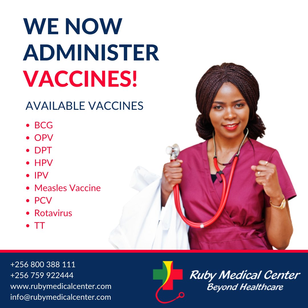 RubyhospitalUg's tweet image. We heard your request and its finally here! Get yourself and your child vaccinated today at Ruby Medical Center

#RubyMedicalCenter
#BeyondHealthcare
#Vaccine
#Immunization