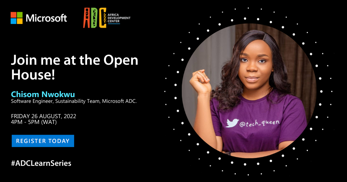 MicrosoftADC's tweet photo. Working remotely can blur the lines between work, and personal life.

Join Chisom Nwokwu, a software engineer at the ADC, as she walks us through how to cultivate a healthy work-life balance.

https://t.co/fdkT07IycY

#ADCearnSeries @tech_queen https://t.co/MW4nG5Yhfu