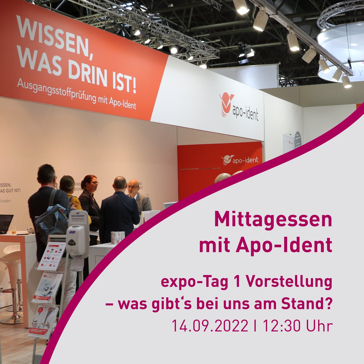 apoident's tweet photo. Am 14.09. starten wir unser erstes IG Live Format: Mittagessen mit Apo-Ident! Als erstes möchten wir euch da natürlich unseren Stand zeigen und was ihr alles bei uns machen (und gewinnen!) könnt. Schaltet ein! :) https://t.co/zDs5NnkhrI