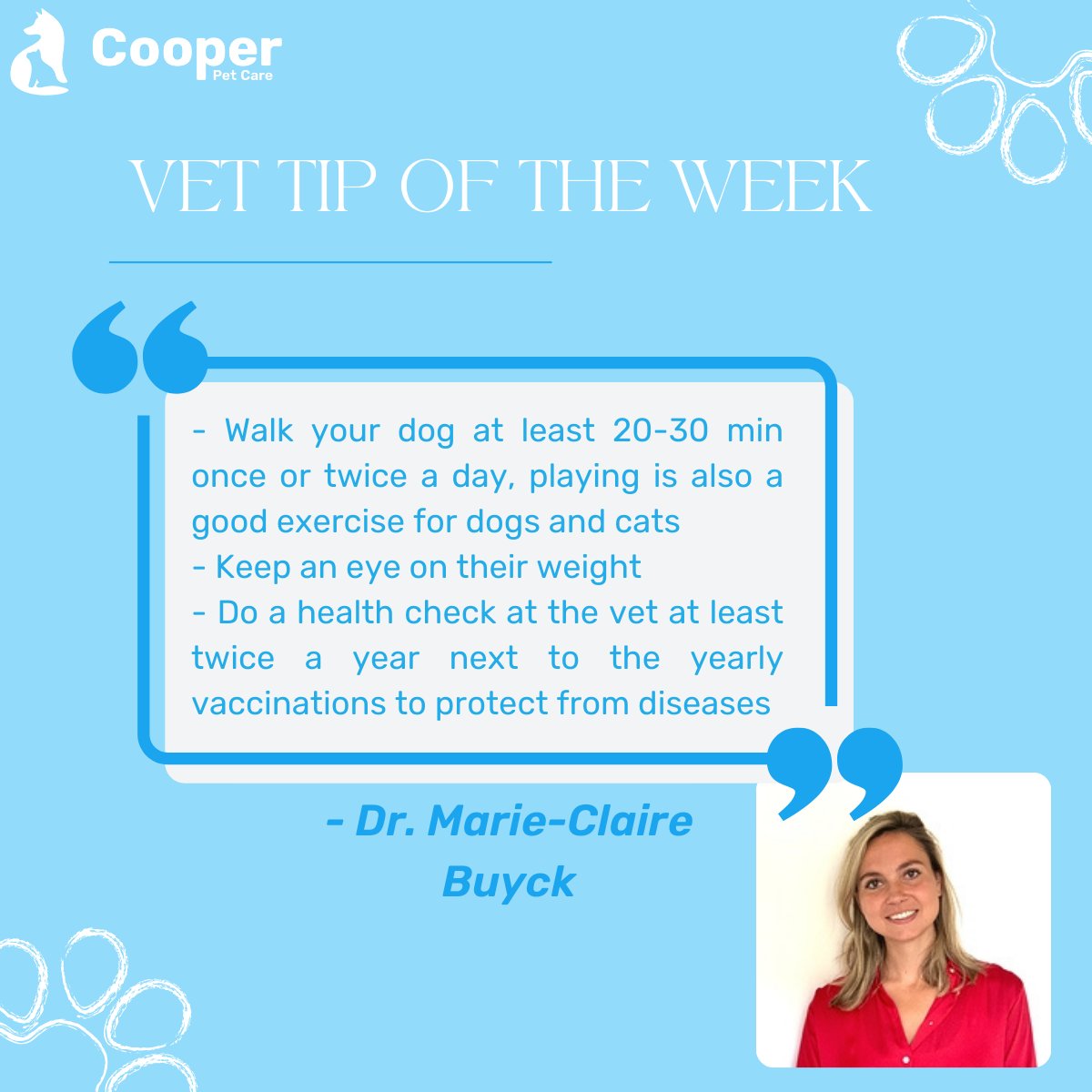 CooperPetCare's tweet photo. When getting or already having a pet, it is very important not only to cuddle and train them enough, but also to keep them healthy. 😸
These tips can be very helpful to keep your pet healthy, fit and uplifted. 🐕️
#vet #vettip #cooperpetcare #pets #petcare #dog #cat #health https://t.co/zQLupAF4nq