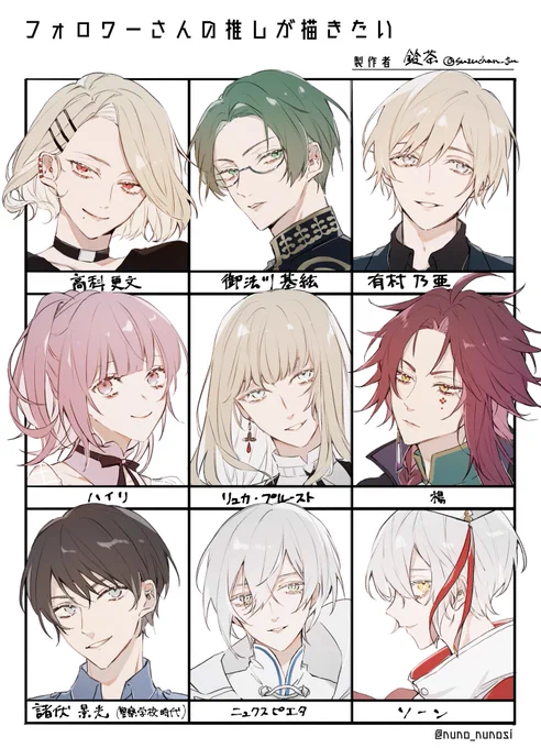 #フォロワーさんの推しが描きたい

ありがとうございました!!
普段描かないキャラを描けて楽しかったです🥳 