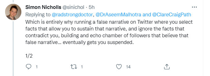 LarryJRose's tweet photo. 2/2 Perhaps @SiNichol should read his own tweets, like the one below.  It pretty much sums up his behaviour as he blocks everybody who questions his truth-free rants.  How long before he's suspended? https://t.co/v2LSMAoJVb