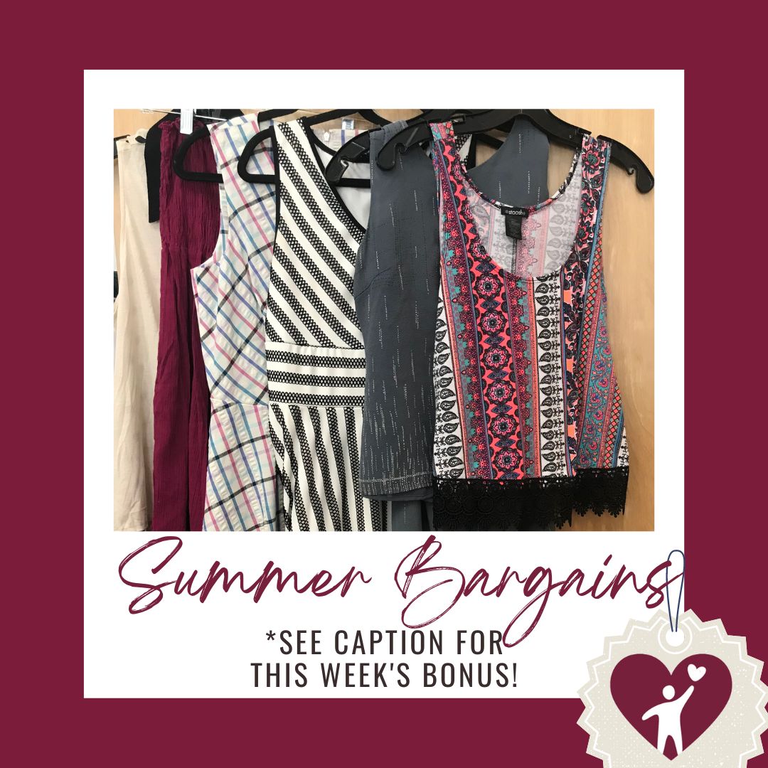 nfsb_nutley's tweet photo. Stop in to get your summer bargains, all sleeveless, shirts $2, sleeveless dresses $3, shorts $1. As an extra bonus spend $10 and get 4 FREE glasses or a FREE glass platter. Hurry in for the best selection.
#NFSBShop #Nutley #NutleyNJ #NJThrift https://t.co/ZZCPMDRQLa