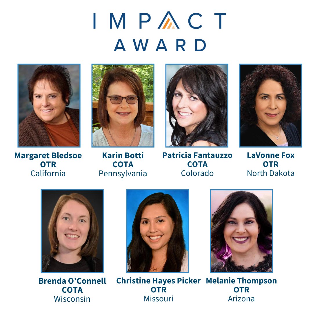 NBCOT's tweet photo. Congrats to the 2022 recipients of the Innovation &amp; Impact Awards! These individuals have demonstrated actions that support NBCOT’s mission of serving the public interest by advancing client care &amp; professional practice. 
Learn more about the recipients: https://t.co/04PMtsqchV https://t.co/QMC1gr5ks2