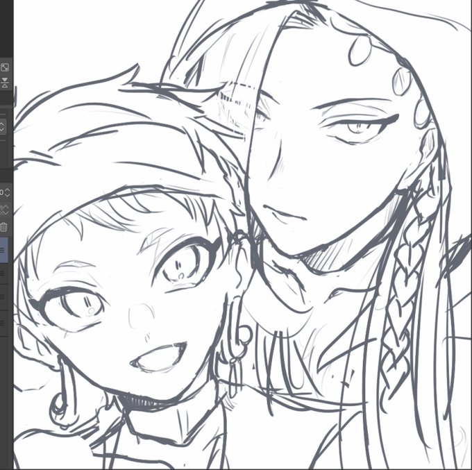 並べて描くとよ、目の大きさが違いすぎて脳がバグんだ。 