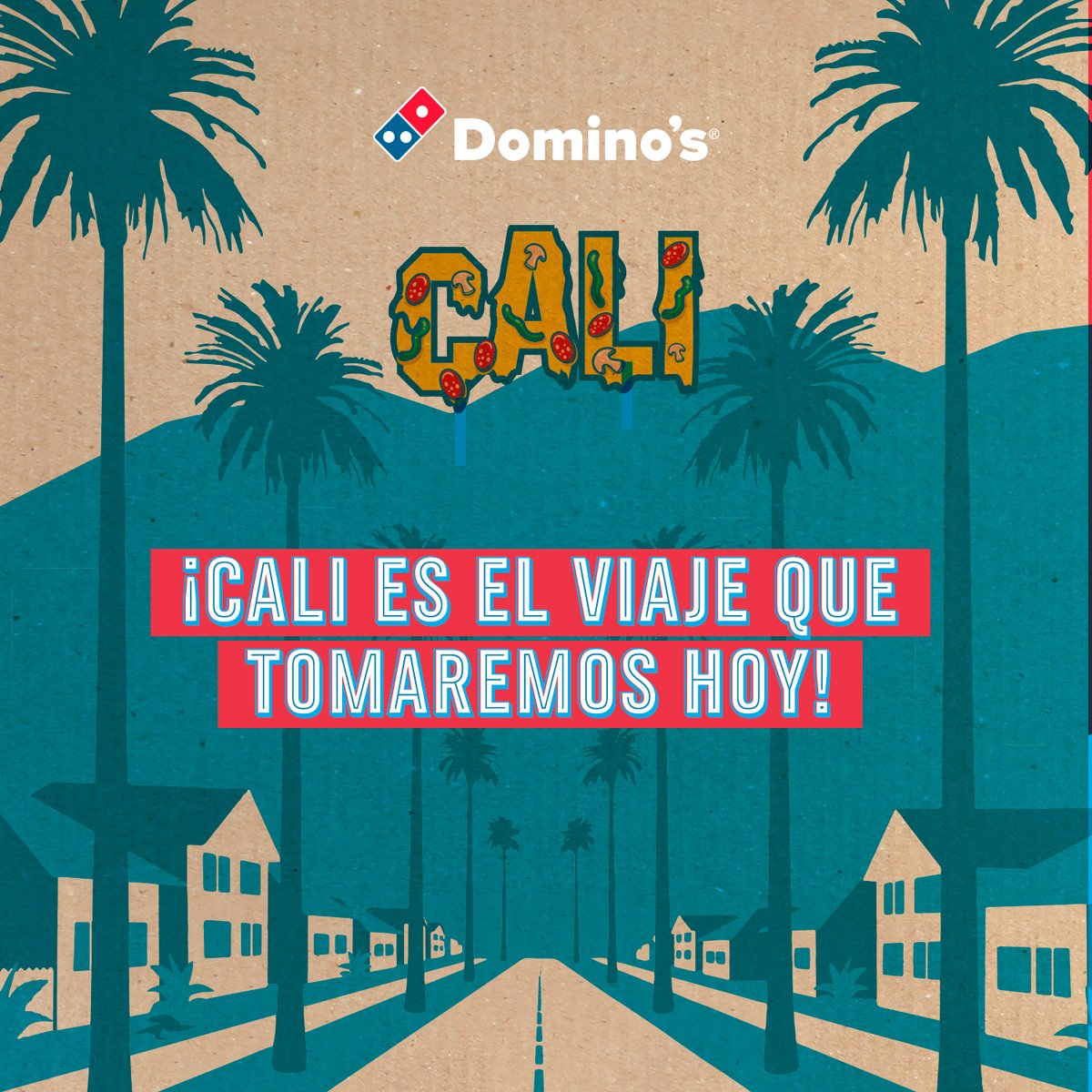 Vámonos de trip 🚙 pa’ Domino’s a comernos una Cali con el coro completo. También, puedes ordenar por el app. 📱🍕