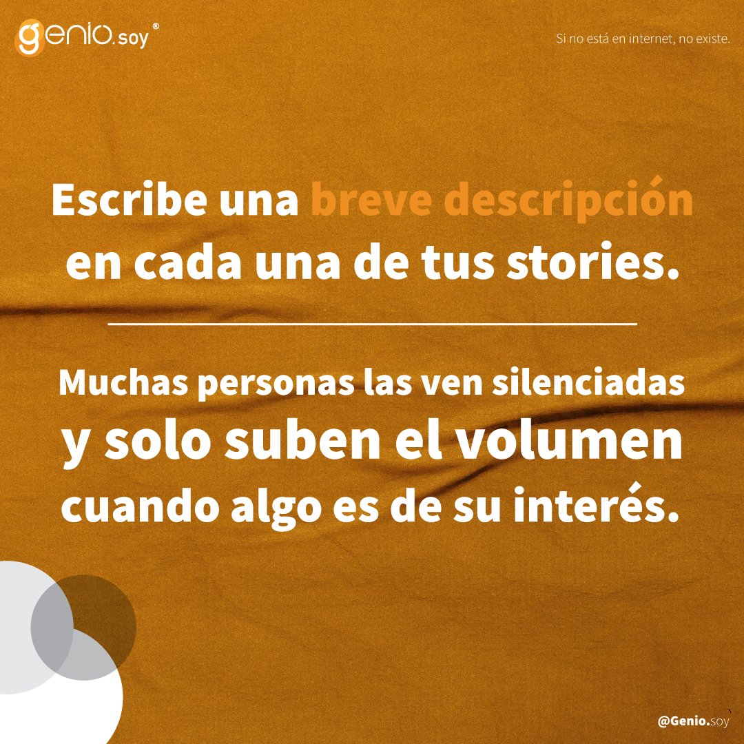 GenioSoy_'s tweet photo. ¡Atención  🔈! En #GenioSoy te decimos cómo lograr enganchar a tus seguidores con #Stories. 😉 https://t.co/SNH1HYRYJe