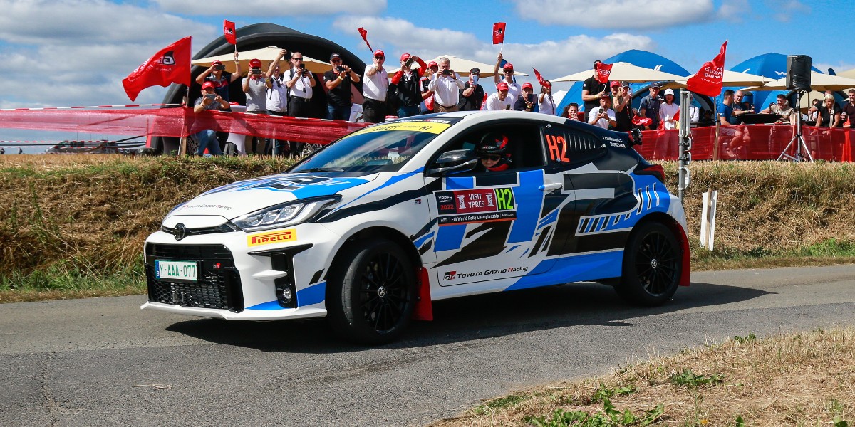 ToyotaUK's tweet photo. Could hydrogen combustion engines be the future of motorsport? The Toyota #GRYaris H2 Concept tackled some stages of the @ypresrally last weekend. https://t.co/oU2TB66yDw