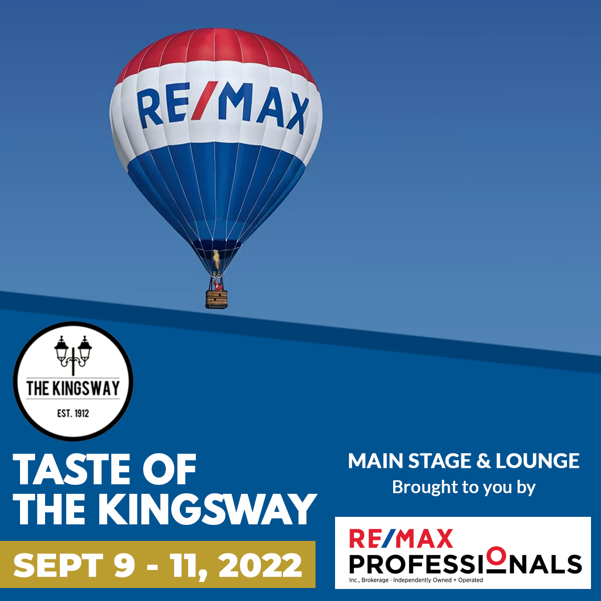 kingswaybia's tweet photo. This year's Taste of The Kingway Main Stage & Lounge is Sponsored by RE/MAX Professionals – Home to your favourite realtors. Servicing the Kingsway and Etobicoke area for over 40 years! 🎶 @REMAXca
#TOTK22 #TasteOfTheKingsway2022 #remaxprofessionals https://t.co/JowClPqc8K