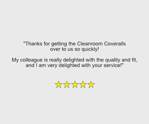 A much appreciated piece of feedback from a valued customer this week 👏 😊 Our team were more than happy to supply the customer with a bespoke Cleanroom Coverall, despite not stocking the size and colour combination. Always happy to receive feedback on how we did!