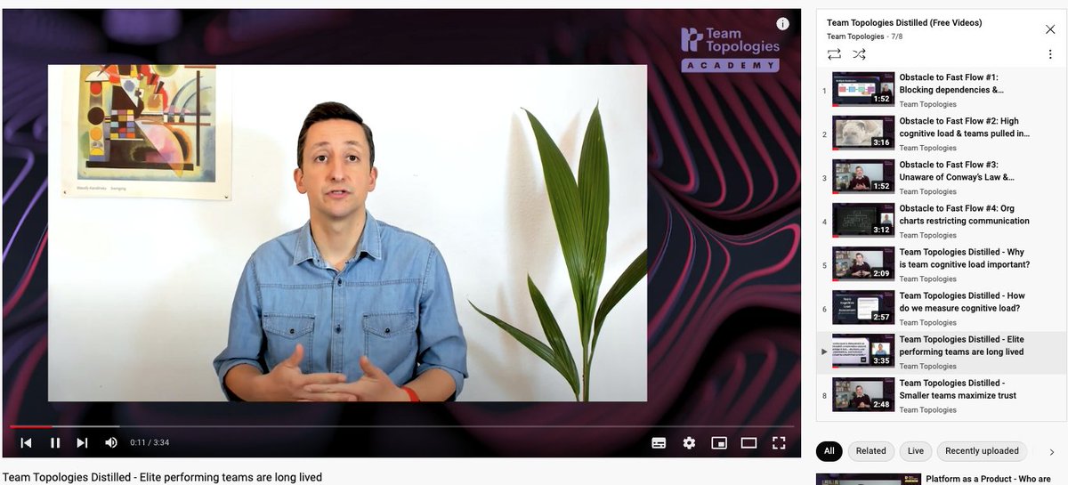 TeamTopologies's tweet photo. π£ Did you know that all #freevideos from the "#TeamTopologies Distilled" course from the @TeamTopologies Academy are available on our Youtube channel? Learn the key concepts and patterns for fast flow from the book https://t.co/9riG5HA3Sb
#orgdesign #orgdynamics #fastflow https://t.co/HvadsnANOU
