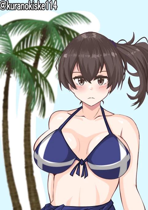 水着加賀さん#艦これ版深夜の真剣お絵描き60分一本勝負#艦これ版真剣お絵描き60分一本勝負_20220822 