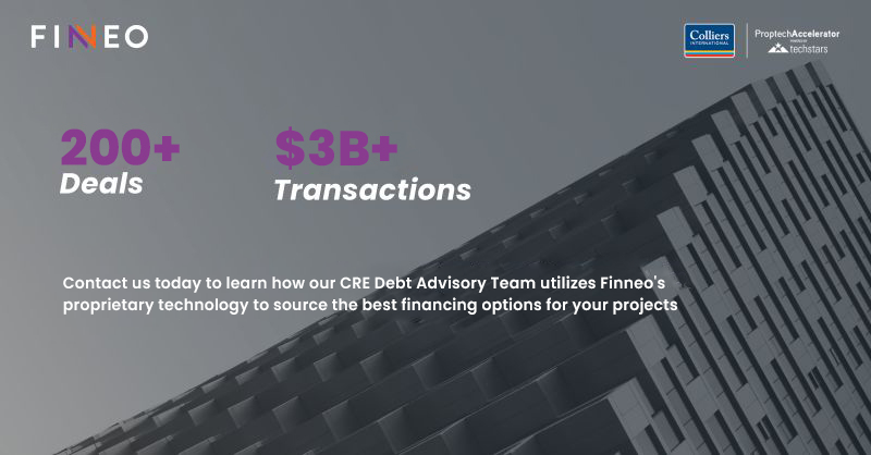 Finneo_tech's tweet photo. Finneo's real-time data scour and accurate prediction of lender market activity help our CRE Debt Advisors get the best financing terms for our clients across North America.
#commercialmortgages #CREdebtadvisory #proptech https://t.co/Z3CJjg1qZ6