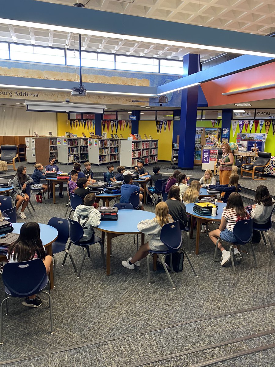 TeachFelsenthal's tweet photo. Thank you to Mrs. Walsh for giving our students an overview of the LRC! #D57Learns #D57Reads https://t.co/hwGm4tuqXJ