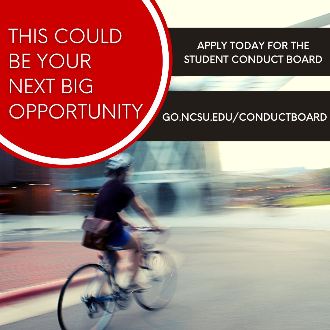 Happy FDOC, #NCStateStudents! Start your semester out strong and consider applying for the Student Conduct Board. Our Fall 2022 application is open! For more information, visit go.ncsu.edu/conductboard

#ncstatedasa #ncstate #ncstatensp #leehallncsu #ncstatepoole #ncstatechass