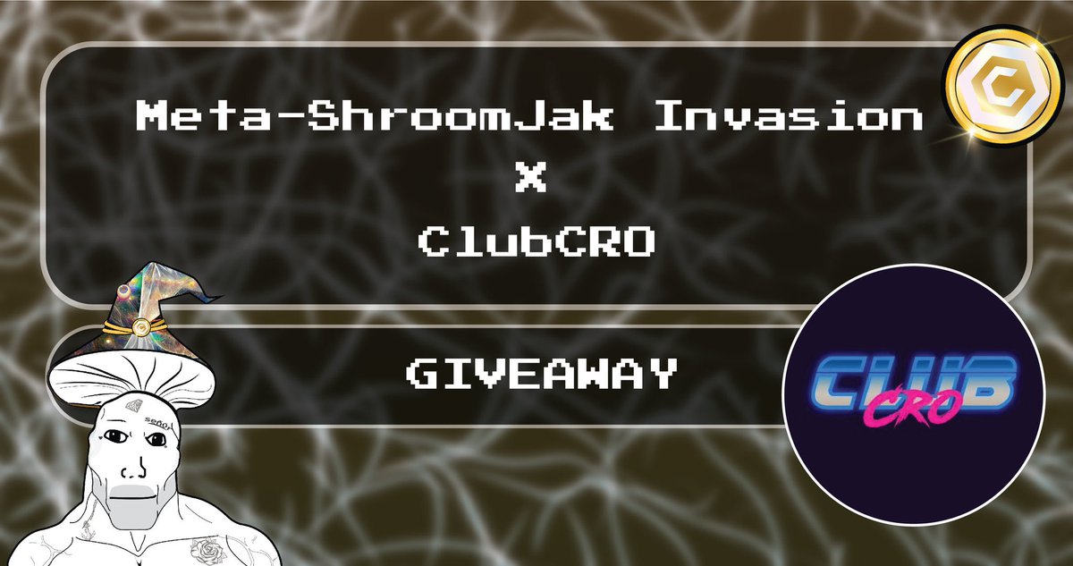 Giveaway ClubCRO x Meta-ShroomJak Invasion🚀
🏆Win 5 M-S WL &amp; 3
ClubCRO
WL🏆

⚠️Rules⚠️
1.Follow
<a href="/ClubCro/">ClubCRO | Doxxed & KYC'd</a> &amp; @unDeFined_Media
2.Join discord.gg/YbXEd44xdZ &amp; discord.gg/undefinedmedia
3. Like &amp; RT

⌛️72h
#crofam #FFTB #NFTGiveaway #CRO #NFTCommunity #nftcollector #NFTdrop