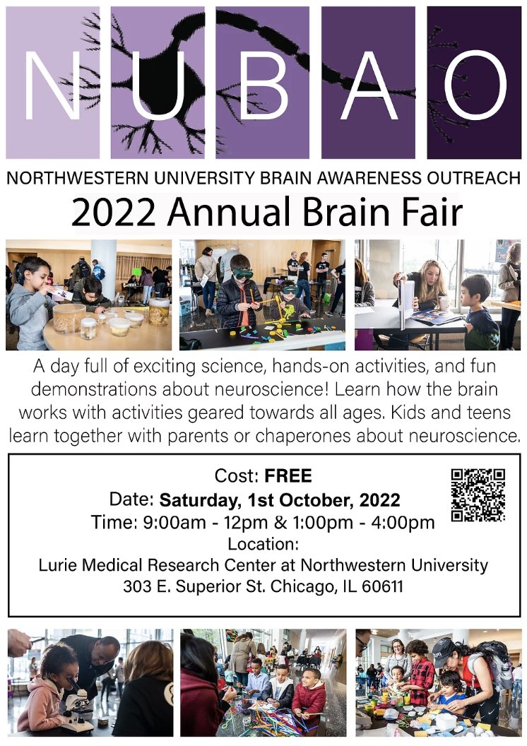 Are you looking for a STEM activity for kids?
Join us for NUBAO's STEM Neuroscience Fair for children of all ages at Northwestern University! 
Register here: nubrainawareness.com/brain-awarenes…