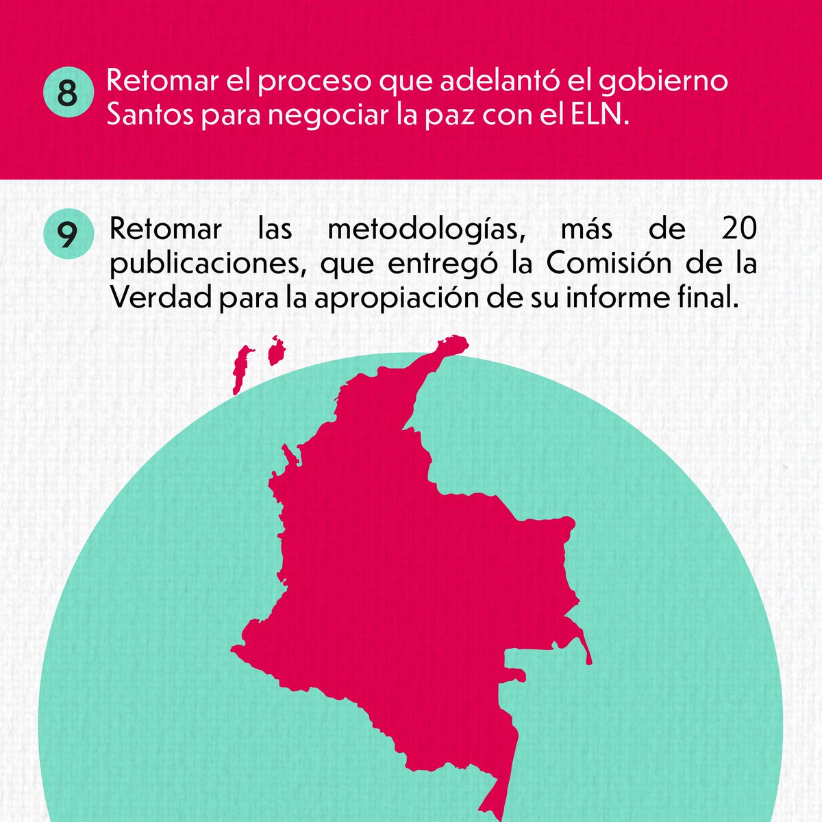 hablemosco's tweet photo. El mandato ciudadano es la Paz, el camino es hacer un diagnóstico del cumplimiento por región del Acuerdo, retomar el proceso con el ELN, retomar las metodologías que entregó la @ComisionVerdadC Conoce las recomendaciones para insistir en lo que nos une en https://t.co/pdCbEX4sJG https://t.co/dZkYW5QWRj