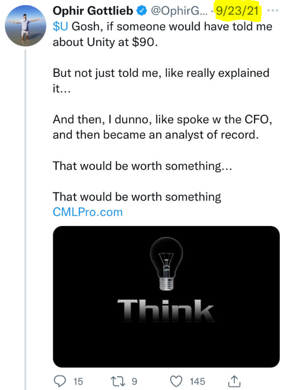 OgPerspective's tweet photo. $U REMINDER: When I get cocky about one of my Top Picks and start pumping my sub service, you should just short the pick. #Gosh #CMLPro #perspective @ophirgottlieb https://t.co/4Ux24yqb3K