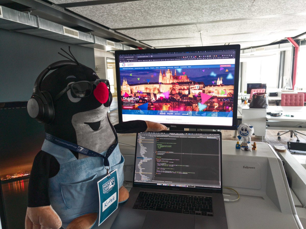 DrupalConEur's tweet photo. #DrupalConPrague is in 4 weeks and Krtek is busy with preparation. Who is planning to come to Prague and enjoy the first Europe in-person  DrupalCon since 2019? 

#DrupalCon #OpenSource #PragueConference https://t.co/mtpTGFvCAq