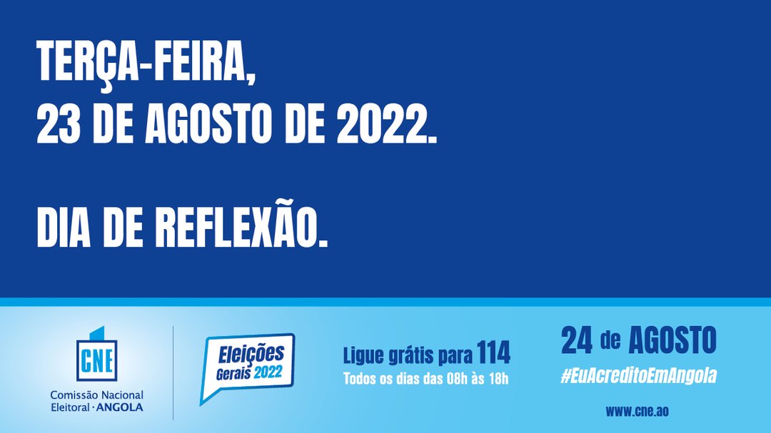 Terça-feira, 23 de Agosto de 2022!

#euacreditoemangola #cne #eleições2022angola