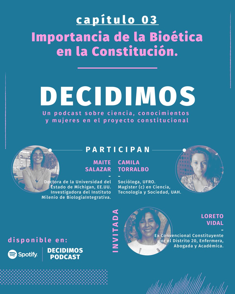 Decidimos. (@decidimos_) on Twitter photo 🔴ALERTA DE PODCAST
🎧Te invitamos al 3er capítulo de #Decidimos
Nuestra Invitada, la ex Convencional <a href="/LoretoVidalH/">Loreto Vidal Hernández</a> nos cuenta de ciencia, bioética y conocimientos en la #NuevaConstitucion
¡Estamos en Spotify! spoti.fi/3OxDuev 🔴ALERTA DE PODCAST
🎧Te invitamos al 3er capítulo de #Decidimos
Nuestra Invitada, la ex Convencional <a href="/LoretoVidalH/">Loreto Vidal Hernández</a> nos cuenta de ciencia, bioética y conocimientos en la #NuevaConstitucion
¡Estamos en Spotify! spoti.fi/3OxDuev