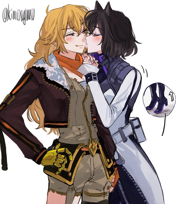 背伸びしてキスしようとしてる絵です 