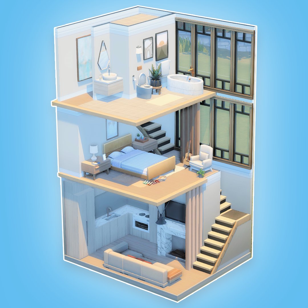 Wambels's tweet photo. For some reason I really love building 3 floors apartment in The Sims 4 at the moment, they just look so cool! https://t.co/ULfGzP5xVm