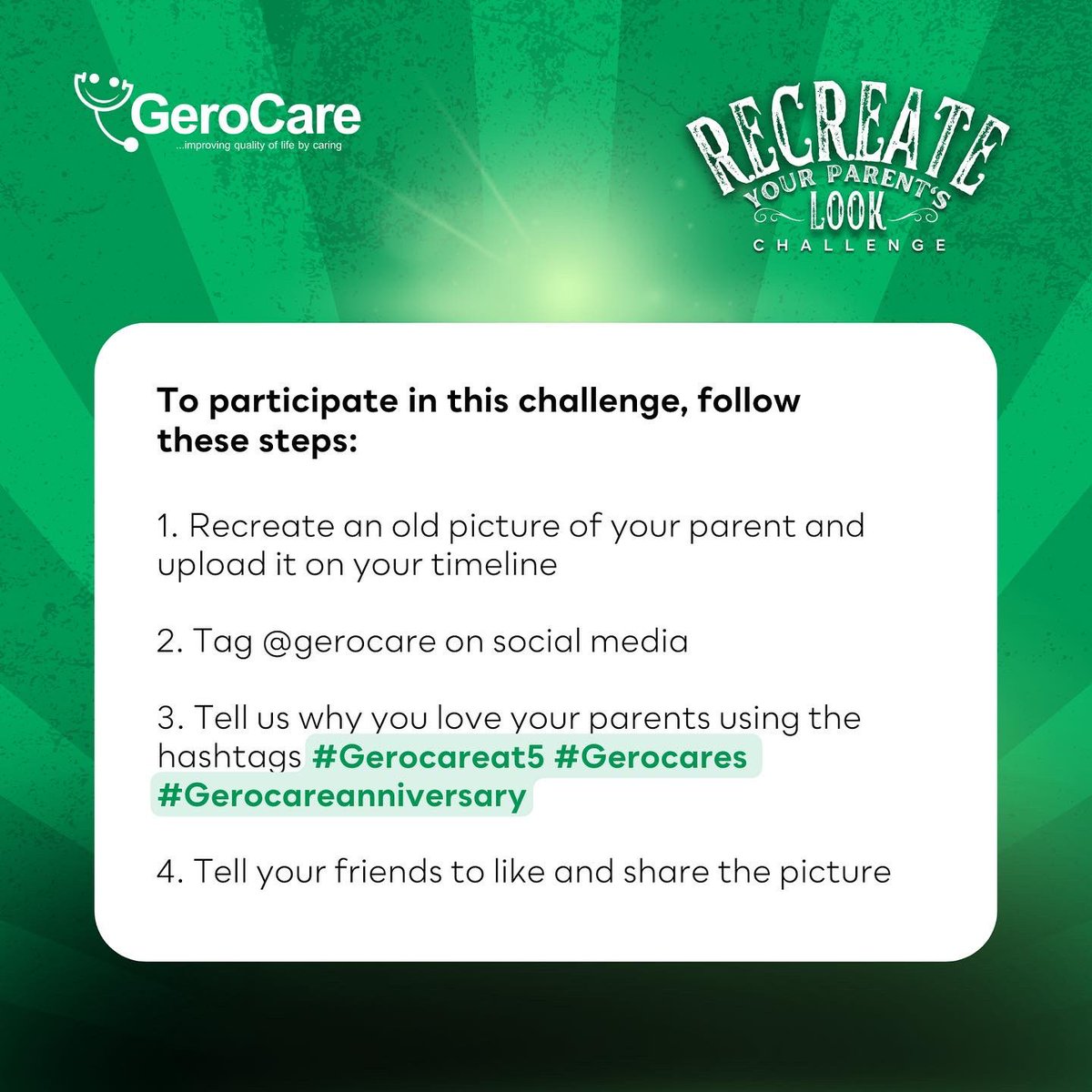 gerocare_ng's tweet photo. Recreate your Parent’s Look 🤳🎑Challenge will soon be over. 

50,000 naira cash is up for grabs. Join the challenge to stand a chance to win. 

The picture with the highest likes wins a grand prize of 50,000 naira.

Powered by @detailandavedia 

#gerocareat5 #gerocare https://t.co/N0mTJgZM4C