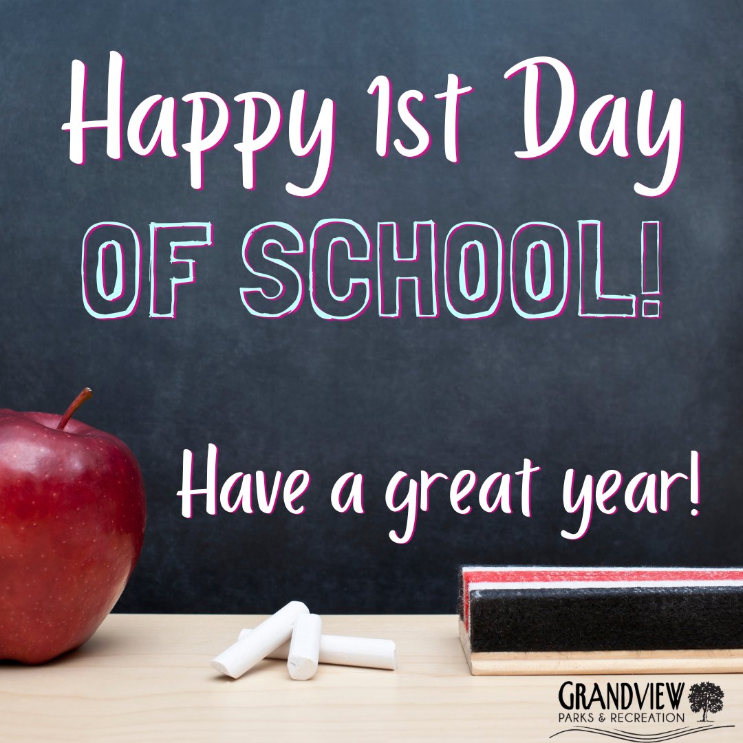 GrandviewParks's tweet photo. Wishing all of the staff and students with Grandview C-4 School District a happy & healthy school year! We hope you all have a fantastic first day of school! #WeAreGrandview #welcomebackbulldogs #gvpr https://t.co/1BTfn58Zt1