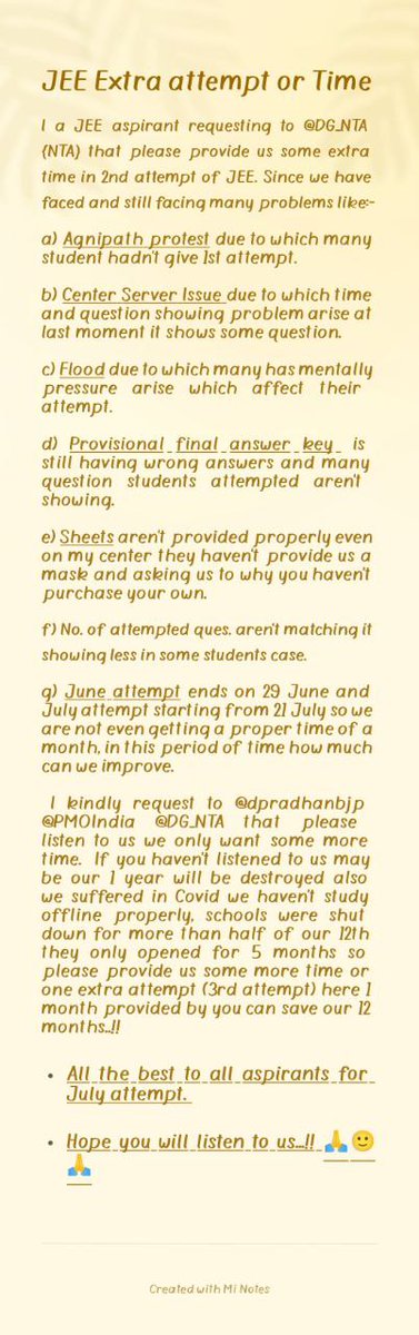 jee_attempt's tweet photo. USE THIS HASHTAG - #IndianEducationSystemFailed
MAKE IT TRENDING

otherwise tomorrow jee advance ka admit card aa jayega phir kush nahi hoga 
#JEEMainsThirdAttemptForAll 
#JEEMains2022
aag lga do🔥🔥🔥🔥🔥🔥🔥🔥

WE WANT JUSTICE 😭😭😭😭😭😭😭
ABHI NAHI TO KABHI NAHI

BOYCOTT NTA https://t.co/920fiQhL3y