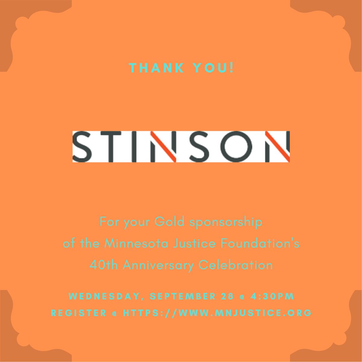 Thank you to Stinson for their Gold sponsorship of MJF's 40th Anniversary Celebration!