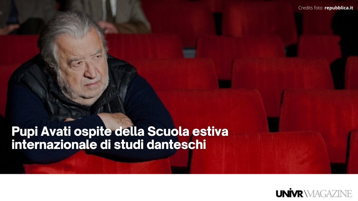Il 28/8, alle 16 al Teatro Vittoria di Bosco Chiesanuova in occasione del Film Festival della Lessinia, #PupiAvati sarà protagonista dell'incontro "#Dante tra pagine e pellicola" promosso dall'#Univr in occasione della Scuola estiva di studi danteschi > bit.ly/3wmTb1p